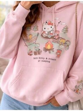 Hello Kitty & Friends Pink Camping Hoodie Size Small